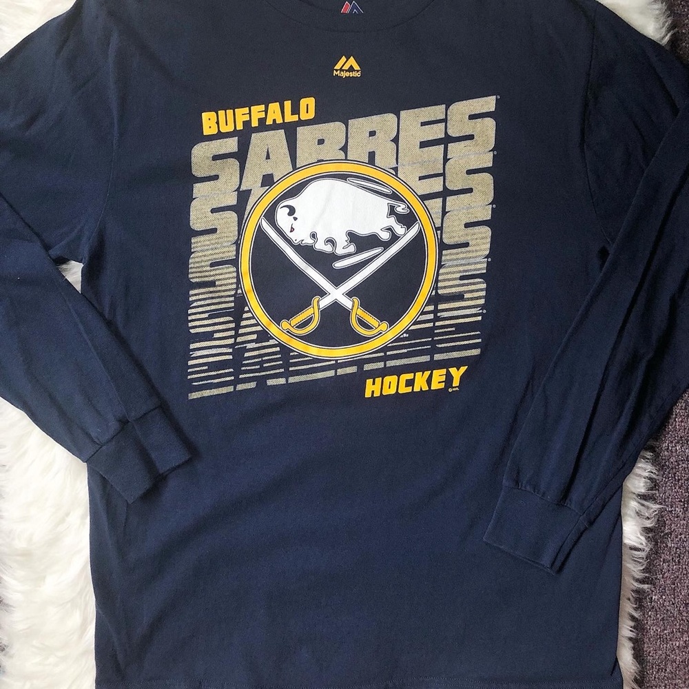 Buffalo Sabres hockey long sleeve gold blue